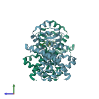 PDB entry 6cn5 coloured by chain, side view.