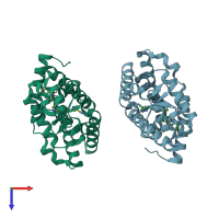 PDB entry 6cn5 coloured by chain, top view.