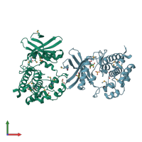 PDB entry 6cn9 coloured by chain, front view.
