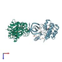 PDB entry 6cn9 coloured by chain, top view.