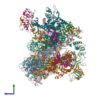 PDB entry 6cnb coloured by chain, side view.