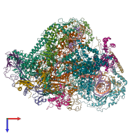 PDB entry 6cnb coloured by chain, top view.