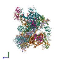 PDB entry 6cnd coloured by chain, side view.