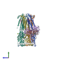 PDB entry 6cnk coloured by chain, side view.