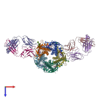 PDB entry 6cnk coloured by chain, top view.