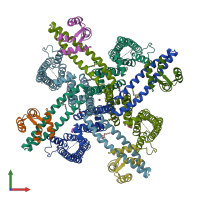 PDB entry 6cnm coloured by chain, front view.