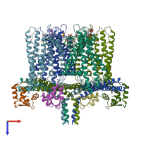 PDB entry 6cnm coloured by chain, top view.