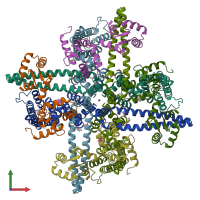 PDB entry 6cnn coloured by chain, front view.