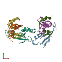 PDB entry 6cnq coloured by chain, front view.