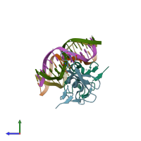 PDB entry 6cnq coloured by chain, side view.