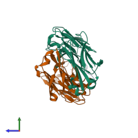 PDB entry 6co3 coloured by chain, side view.