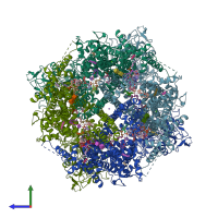 PDB entry 6co7 coloured by chain, side view.