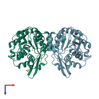 PDB entry 6cof coloured by chain, top view.