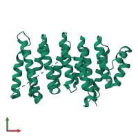 PDB entry 6cok coloured by chain, front view.