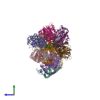 PDB entry 6cp3 coloured by chain, side view.