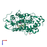 PDB entry 6cp4 coloured by chain, top view.