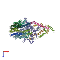 PDB entry 6cp7 coloured by chain, top view.