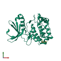 PDB entry 6cpe coloured by chain, front view.