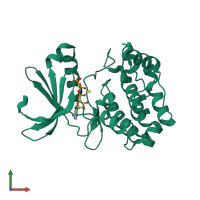 PDB entry 6cpf coloured by chain, front view.