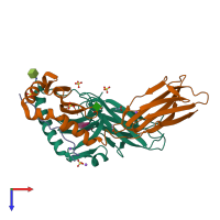 PDB entry 6cpl coloured by chain, top view.