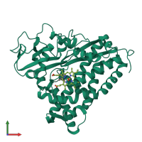 PDB entry 6cpp coloured by chain, front view.