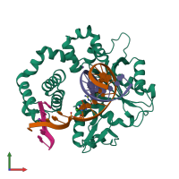 PDB entry 6cpq coloured by chain, front view.