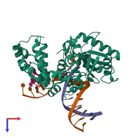 PDB entry 6cpq coloured by chain, top view.