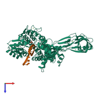 PDB entry 6cq2 coloured by chain, top view.