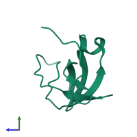 PDB entry 6cq7 coloured by chain, side view.