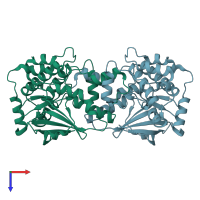 PDB entry 6cqe coloured by chain, top view.