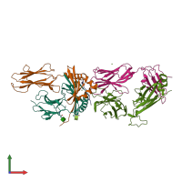 PDB entry 6cql coloured by chain, front view.