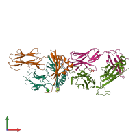 PDB entry 6cqn coloured by chain, front view.