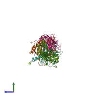 PDB entry 6cqn coloured by chain, side view.