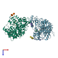 PDB entry 6cqv coloured by chain, top view.