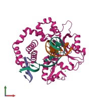 PDB entry 6cr7 coloured by chain, front view.