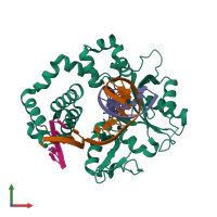 PDB entry 6crc coloured by chain, front view.