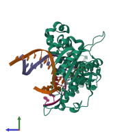 PDB entry 6crc coloured by chain, side view.