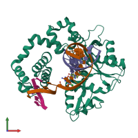 PDB entry 6crh coloured by chain, front view.