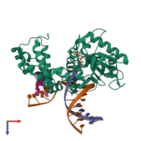 PDB entry 6crh coloured by chain, top view.