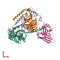 PDB entry 6crk coloured by chain, front view.