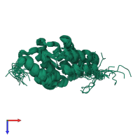 PDB entry 6crl coloured by chain, ensemble of 21 models, top view.