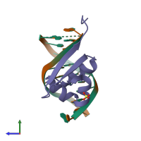 PDB entry 6cro coloured by chain, side view.