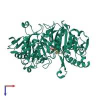 PDB entry 6crt coloured by chain, top view.