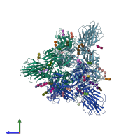 PDB entry 6crx coloured by chain, side view.