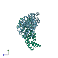 PDB entry 6cs8 coloured by chain, side view.