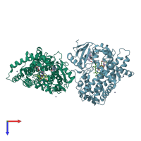 PDB entry 6csd coloured by chain, top view.