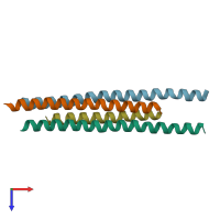 PDB entry 6csu coloured by chain, top view.