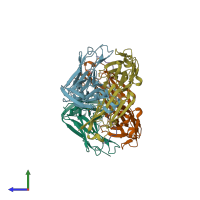 PDB entry 6ct7 coloured by chain, side view.