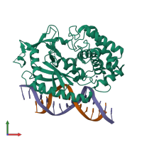 PDB entry 6ct9 coloured by chain, front view.