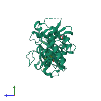 PDB entry 6cth coloured by chain, side view.